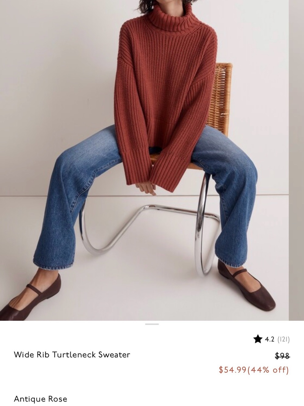 NWT Madewell Wide-Rib Turtleneck Sweater Medium